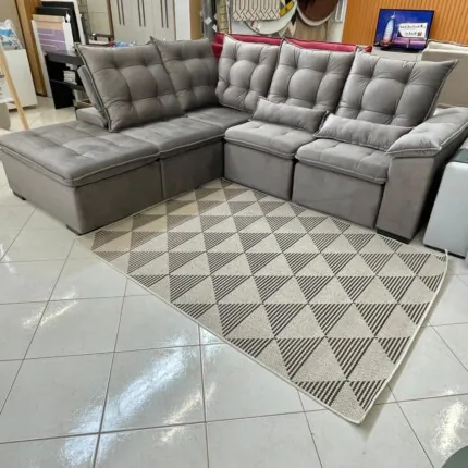 Sofa de Canto 2,50m x 2,70m Napoles Veludo Soft (981) - Imagem 2