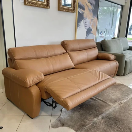 Sofa Couro Legitimo 2,76m Ebrus Reclinável (6437)