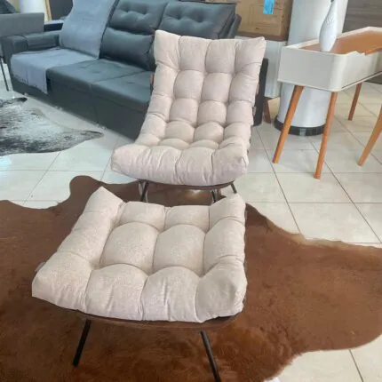 Poltrona Costela com Puff em Linho (6210) - Imagem 4