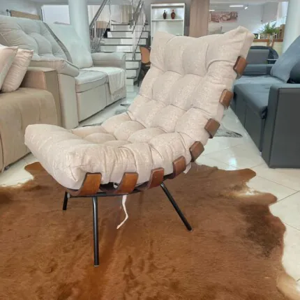 Poltrona Costela com Puff em Linho (6210) - Imagem 6