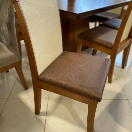 Mesa Quadrada Piramidy Imbuia (2227) com 8 Cadeiras de Tela Alta (1088) - Imagem 3