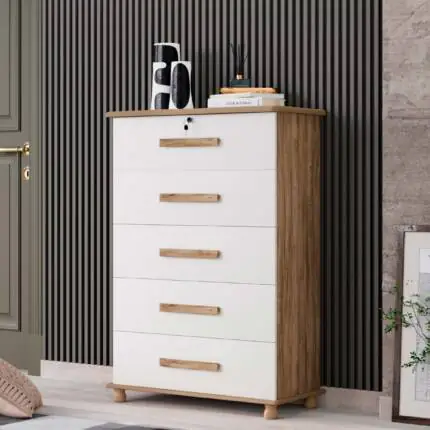 Comoda 93cm 5 Gavetas Carrara Alta (4662) - Imagem 1