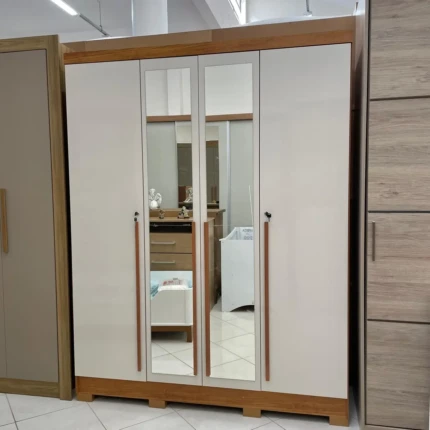 Roupeiro 1,60m 4 Portas Domus Off com 4 Espelhos (2342-3673)