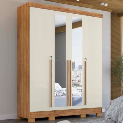 Roupeiro 1,60m 4 Portas Domus Off com 4 Espelhos (2342-3673)