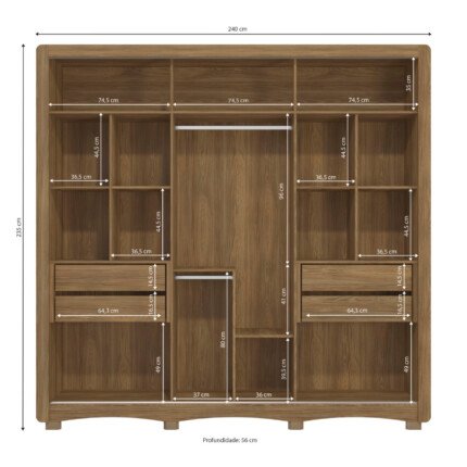 Roupeiro 2,40m 3 Portas Deslizantes N576 (2161) - Imagem 2