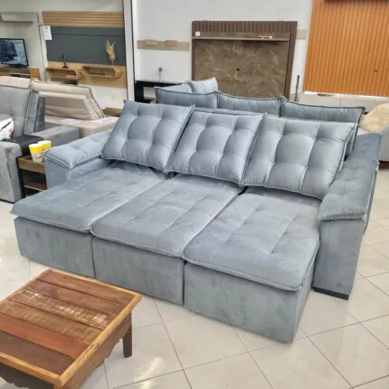 Sofa 2,70m Milão Top 12 - Veludo Soft Cinza (2053) - Imagem 6