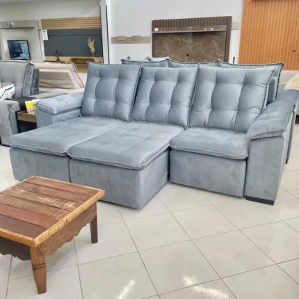 Sofa 2,70m Milão Top 12 - Veludo Soft Cinza (2053) - Imagem 3