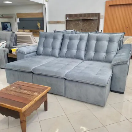 Sofa 2,70m Milão Top 12 - Veludo Soft Cinza (2053)