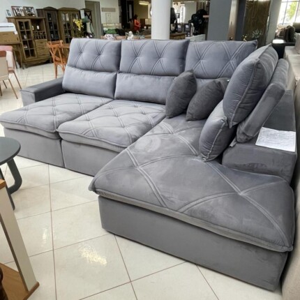 Sofa de Canto 2,98m x 2,15m Noruega Cinza (1666) - Imagem 7