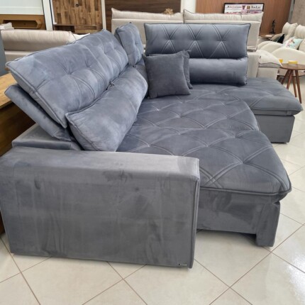 Sofa de Canto 2,98m x 2,15m Noruega Cinza (1666) - Imagem 9