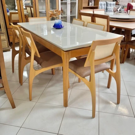 Mesa 1,80m Wind com Vidro (4802) com 6 Cadeiras Romana com Tela (5051) - Imagem 3