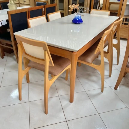 Mesa 1,80m Wind com Vidro (4802) com 6 Cadeiras Romana com Tela (5051) - Imagem 2