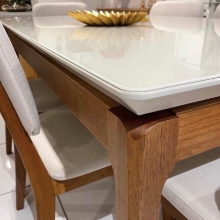 Mesa 1,80m Wind com Vidro (4802) com 6 Cadeiras Classic Linho (25) - Imagem 5
