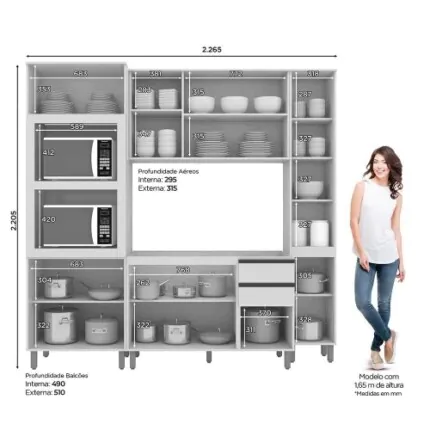 Cozinha 2,27m Modulada 100% MDF Connect (5979) - Imagem 4