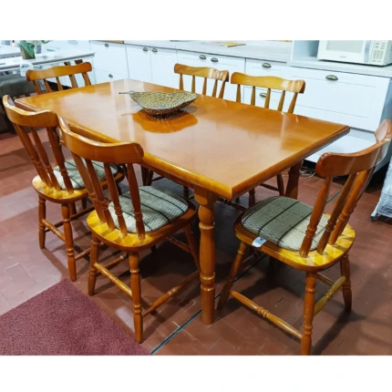 Mesa 1,60m Madeira (1415) com 6 cadeiras colonial (3753) - Imagem 3