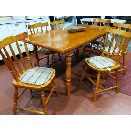 Mesa 1,60m Madeira (1415) com 6 cadeiras colonial (3753) - Imagem 1
