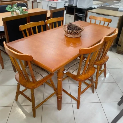 Mesa 1,60m Madeira (1415) com 6 cadeiras colonial (3753) - Imagem 4