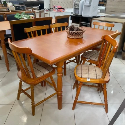 Mesa 1,60m Madeira (1415) com 6 cadeiras colonial (3753) - Imagem 3