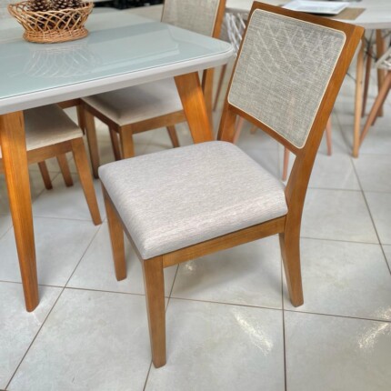 Mesa 1,15m Rafaela com Vidro (1138) com 4 Cadeiras Relax de Tela (2060) - Imagem 7