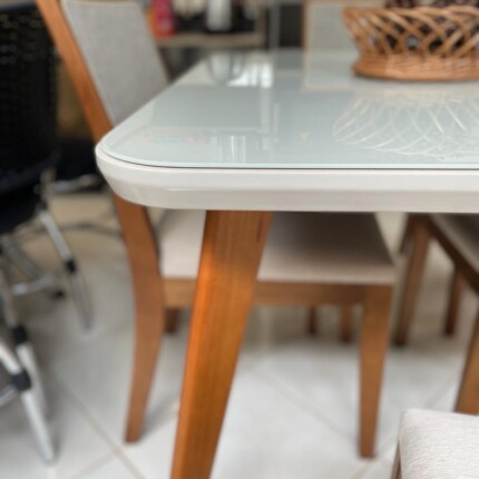 Mesa 1,15m Rafaela com Vidro (1138) com 4 Cadeiras Relax de Tela (2060) - Imagem 2