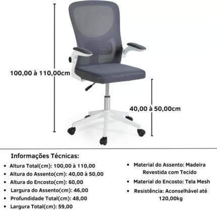 Cadeira Giratoria Diretor Monaco Cinza (4809) - Imagem 4