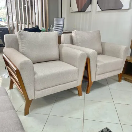 Poltrona Sabrina Linho Marrom (5591) - Imagem 1