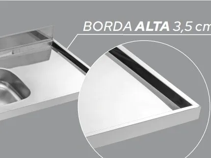 Pia 1,20m Inox com Borda Alta (4922) - Image 4