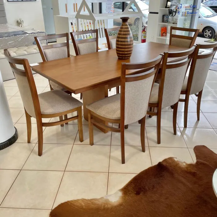 2,00m - Mesa Lotus Capuccino (CD 4019) + 08 Cadeira Vitoria TEC 165 (3)