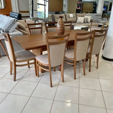 Mesa Lotus 2,00m (4019) com 8 Cadeiras Vitoria Linho (2081) - Imagem 4