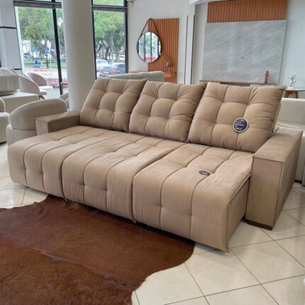 Sofa 2,90m Minuano em Veludo Soft Bege (3933) - Imagem 1