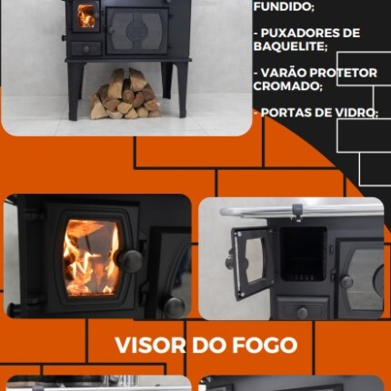 Fogão a Lenha Nº 2 FERRO com Vidro - Direita – 3E (806) - Image 3
