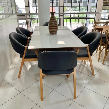 Mesa 1,80m Veneza com Vidro Off White (5852) com 6 Cadeiras Dora IMPERMEAVEL (2695) - Imagem 4