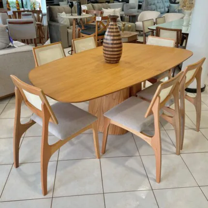 Mesa Organica 2,00m (2652) com 6 Cadeiras Romana em Tela (4130) - Imagem 1