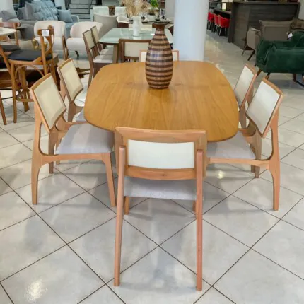 Mesa Organica 2,00m (2652) com 6 Cadeiras Romana em Tela (4130) - Imagem 5