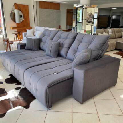 Sofa 2,90m Minuano em Veludo Cinza (3934) - Imagem 1
