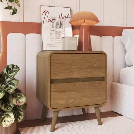 Mesa de Cabeceira 2 Gavetas Amadeirado (2931)