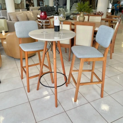 Kit Mesa Bistro Gourmet com Vidro com 2 Banquetas Linho Cinza (5582-3244) - Imagem 3