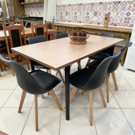 Mesa de Aço 1,50m (2594) com 6 Cadeira Siena (3999) - Imagem 1