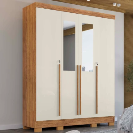 Roupeiro 1,60m 4 Portas Domus Off com 2 Espelhos (2342-3673) - Imagem 1