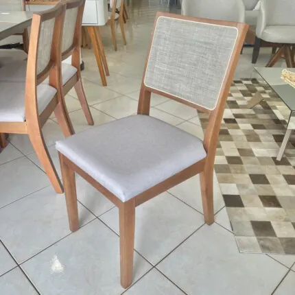 Mesa Celeste Quartzo 1,70m (5472) com 6 Cadeira Relax linho com Tela (2060) - Imagem 2