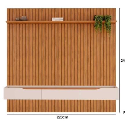 Painel 2,23m Ripado com altura 2,40m Pratic Cedro (2846) - Imagem 5
