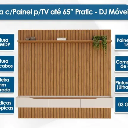 Painel 2,23m Ripado com altura 2,40m Pratic Cedro (2846) - Imagem 4