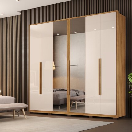 Roupeiro 2,73m 6 Portas MDF New Imperio com Espelho (1167) - Imagem 3