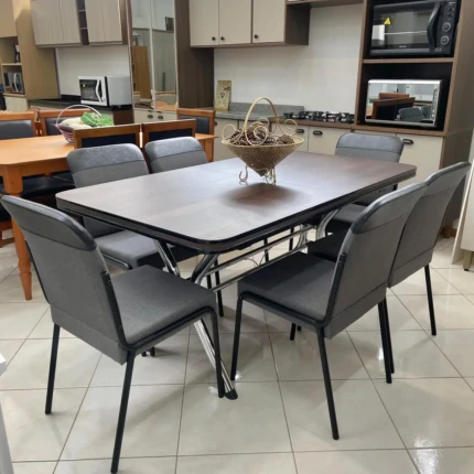 Mesa Extensível 1,60m a 2,00m (2012) com 06 Cadeiras Aço Preto Duo (829) - Imagem 4