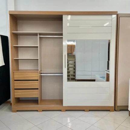 Roupeiro 2,50m 2 Portas Deslizantes MDF Cayman com Espelhos (6031-1686) - Imagem 3