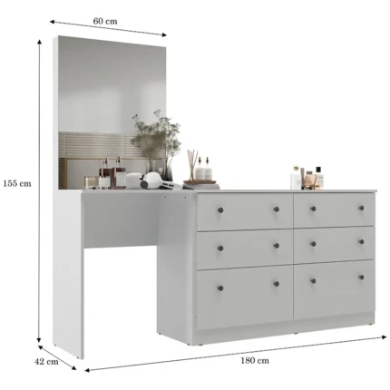 Comoda com Penteadeira Maite Branco de 1,80m (1295) - Imagem 3