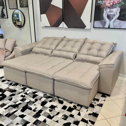 Sofa 2,70m Milão Top 12 - Linho (1209) - Imagem 6