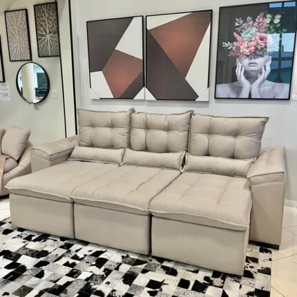Sofa 2,70m Milão Top 12 - Linho (2343) - Imagem 1