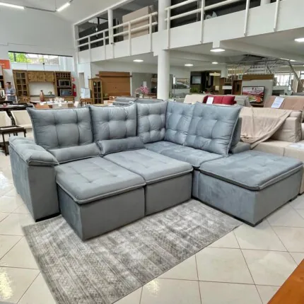 Sofa de Canto 2,70m x 2,50m Napoles Milão Cinza (3973) - Imagem 3