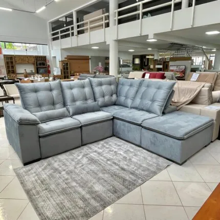 Sofa de Canto 2,70m x 2,50m Napoles Milão Cinza (3973) - Imagem 4